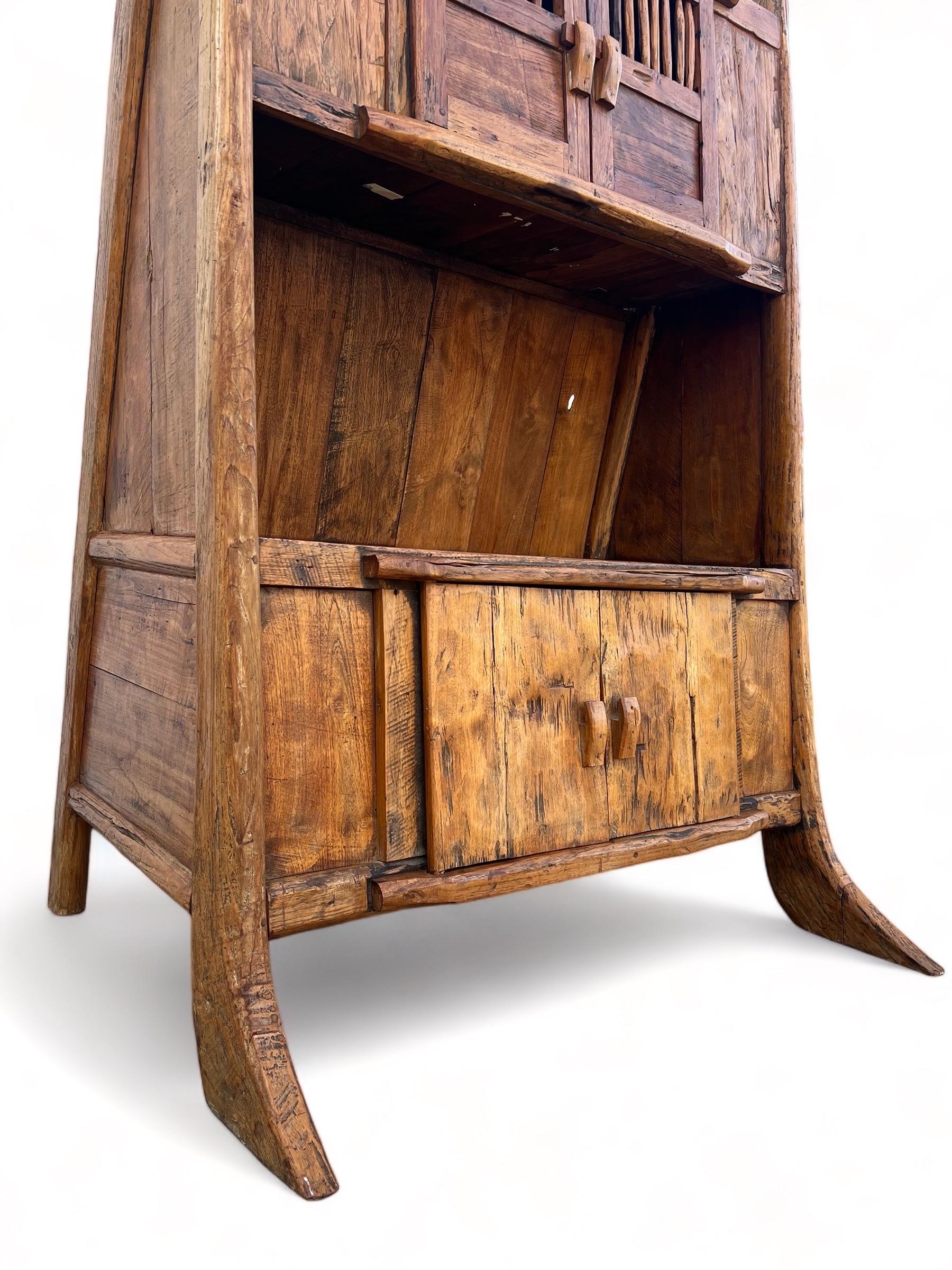 Hand-Carved Teak Primitive Hutch 3