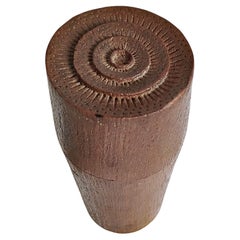 Hand Carved Teak Vessel with Lid, Late 19th Century