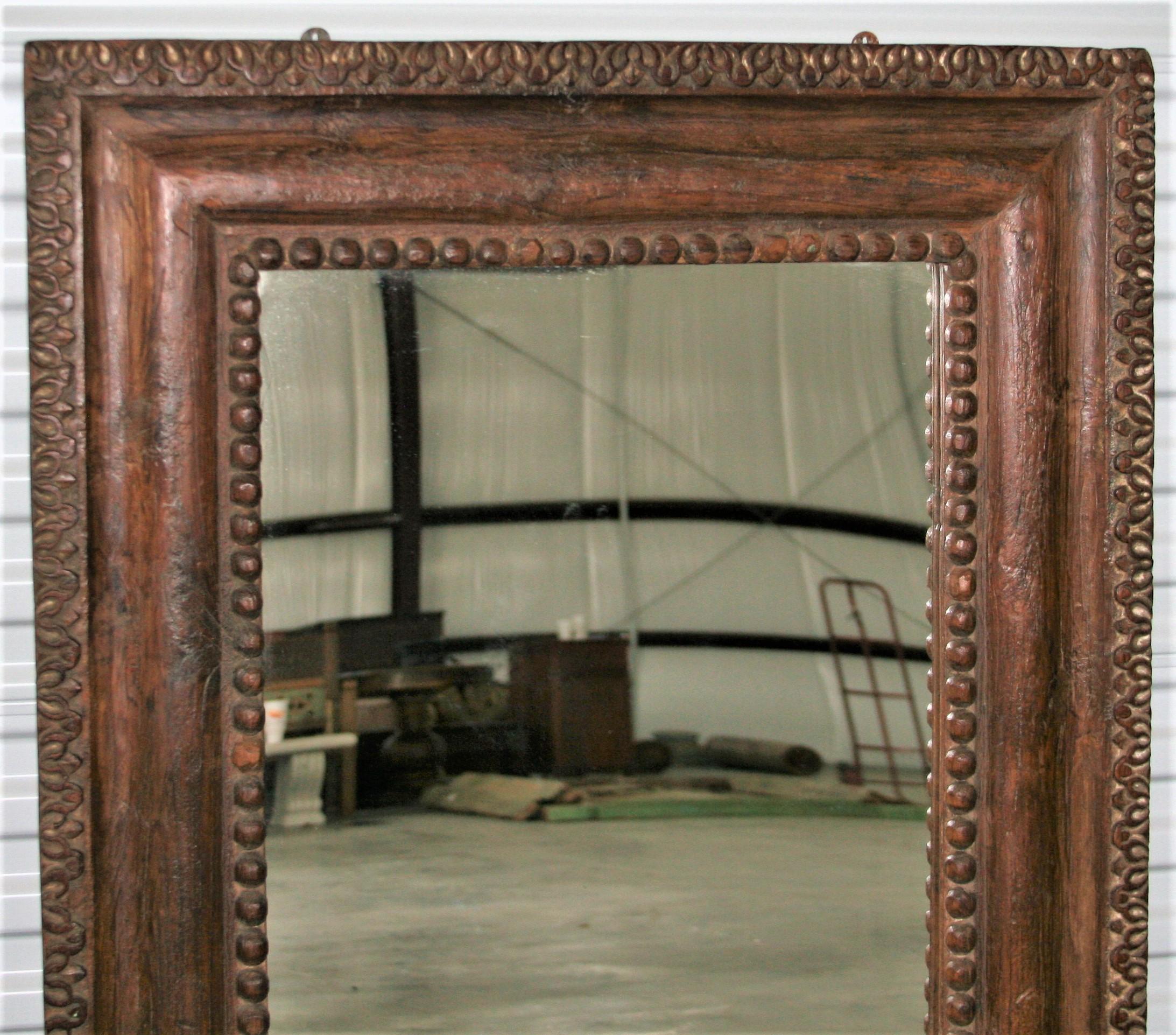 Indian Hand Carved Teak Wood Mirror