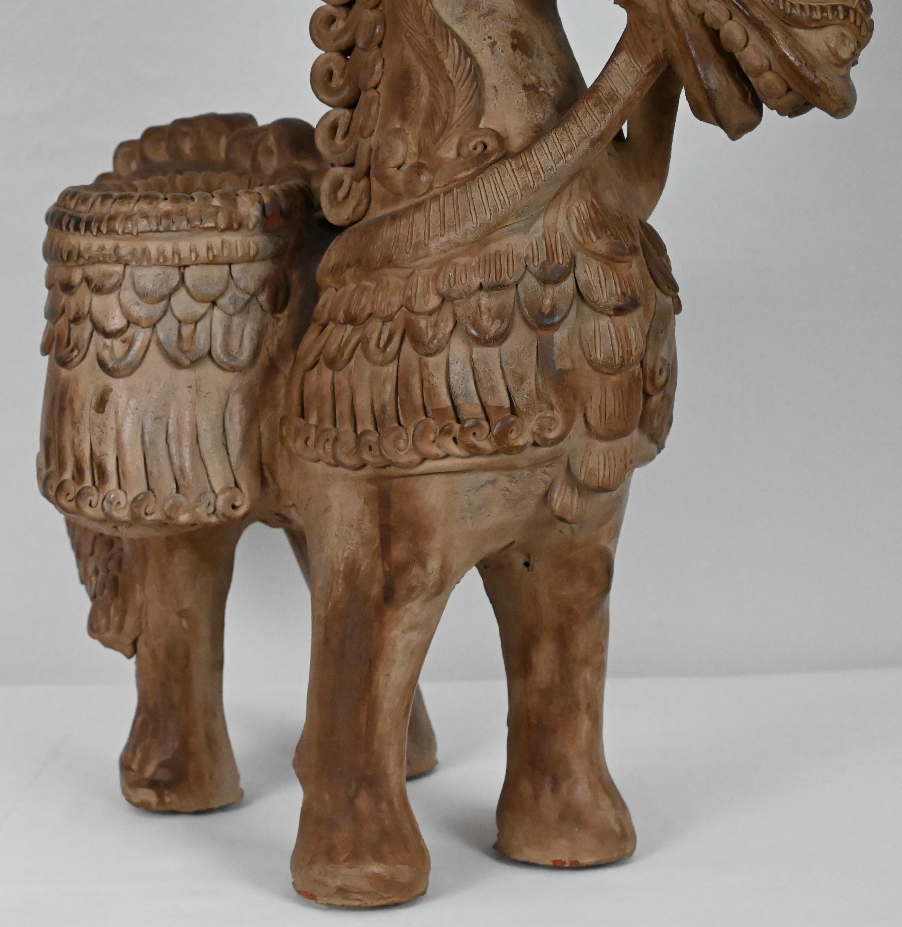 Hand Carved Terracotta Horse Sculpture by Ugo Zaccagnini For Sale 3