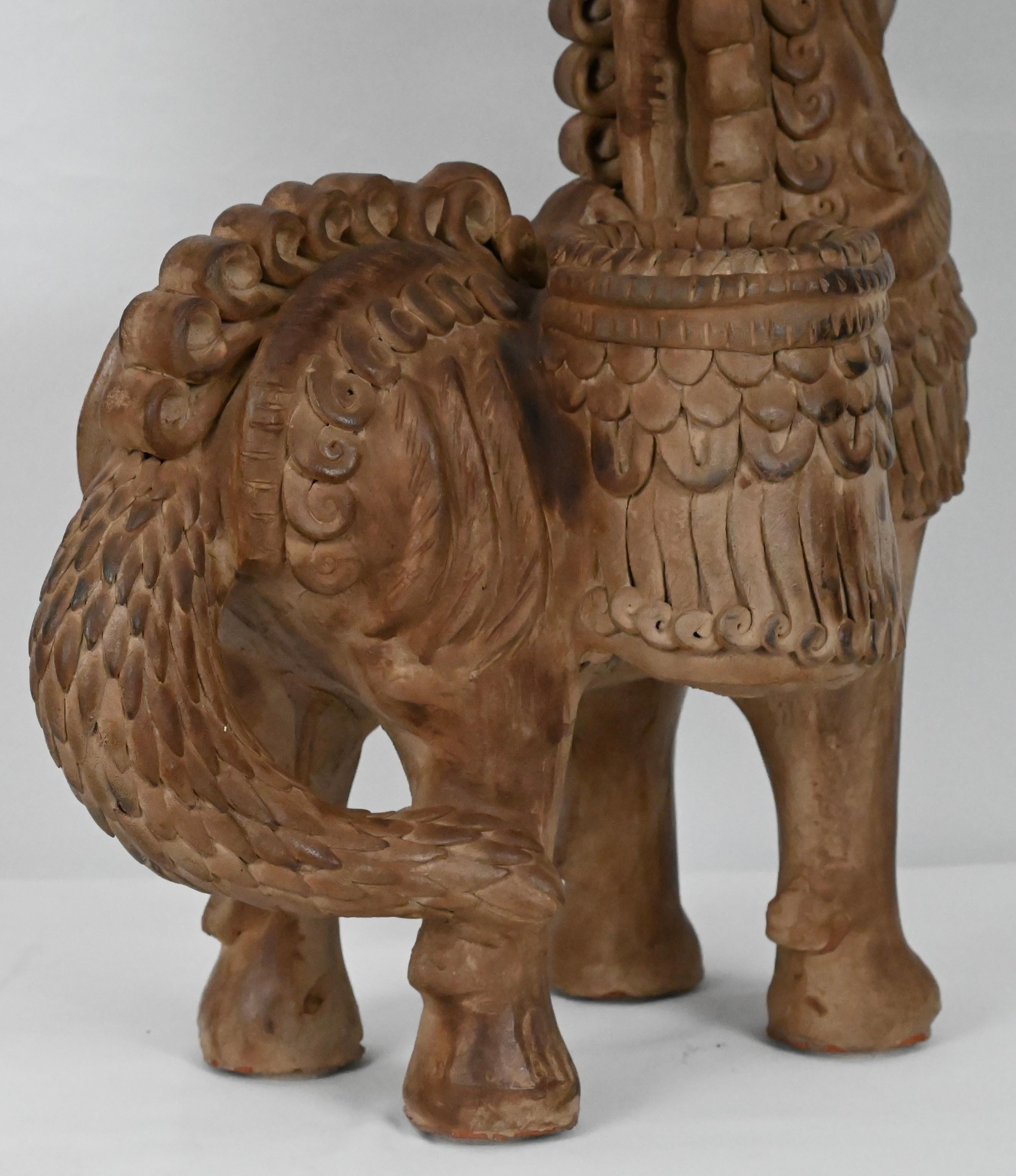 Hand Carved Terracotta Horse Sculpture by Ugo Zaccagnini For Sale 4