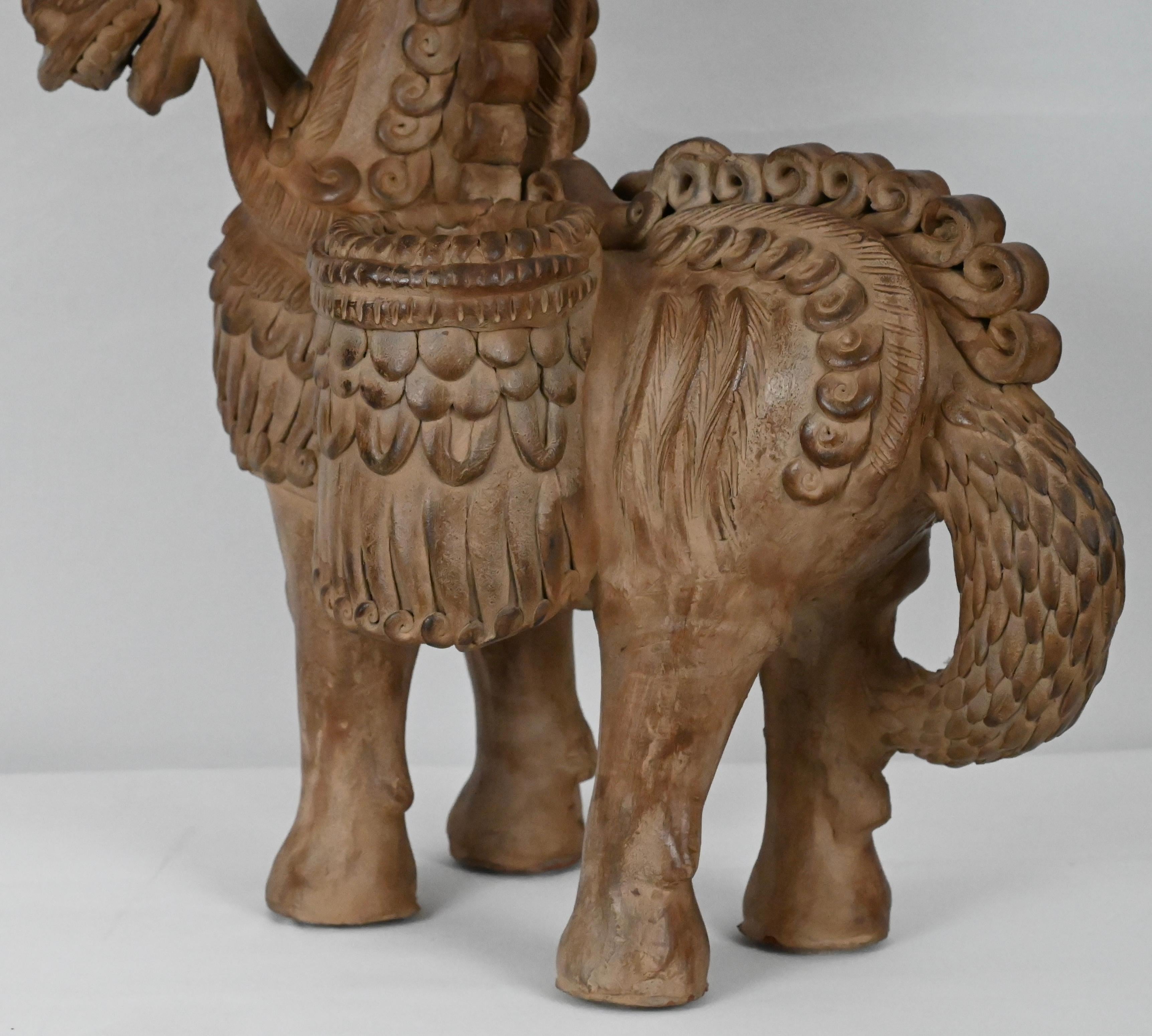 Hand Carved Terracotta Horse Sculpture by Ugo Zaccagnini For Sale 5