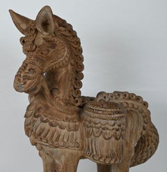 Hand Carved Terracotta Horse Sculpture attributed to Ugo Zaccagnini