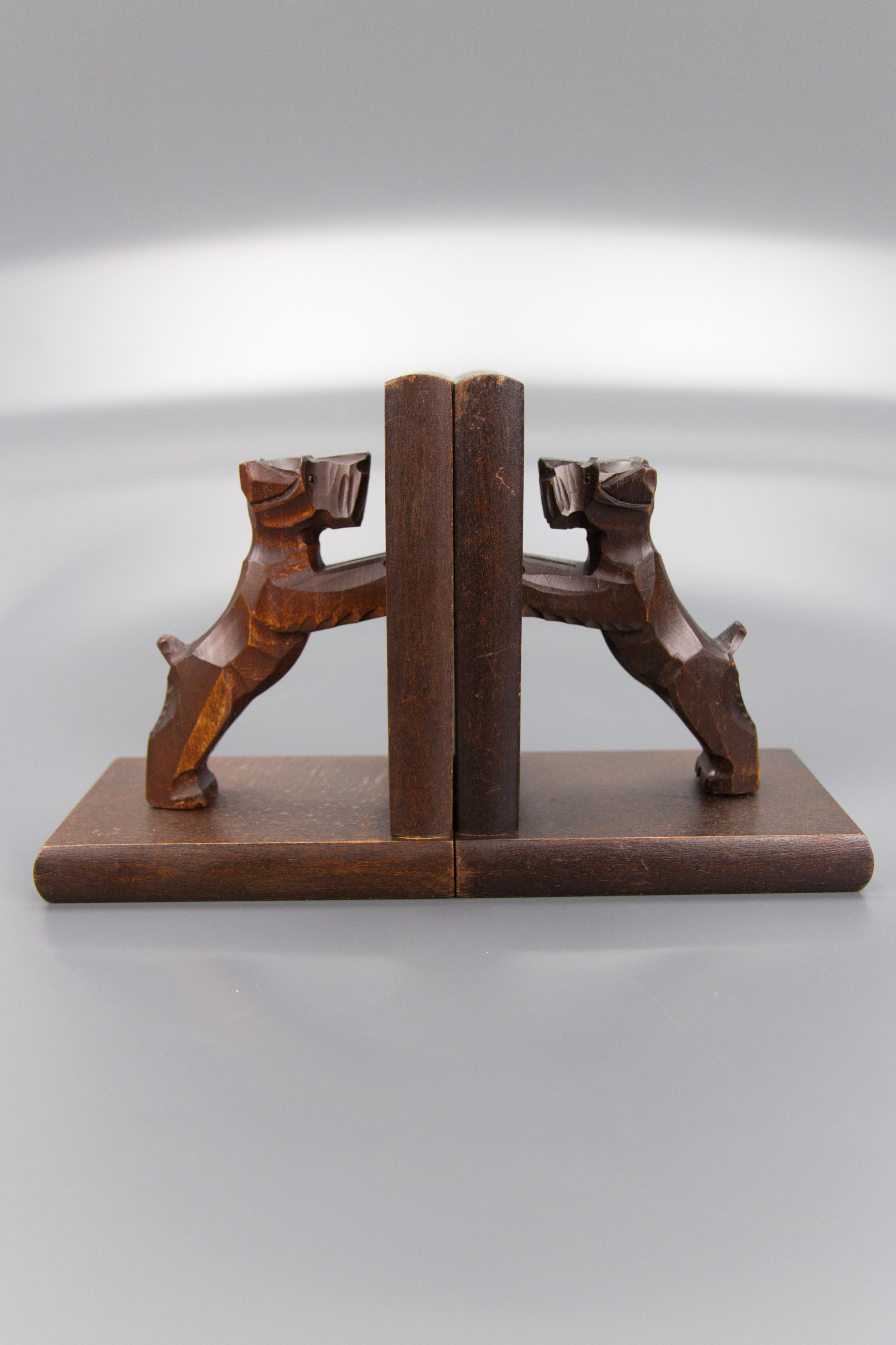 Hand Carved Terrier Wooden Bookends by Dörsch Oberweid, Germany 14