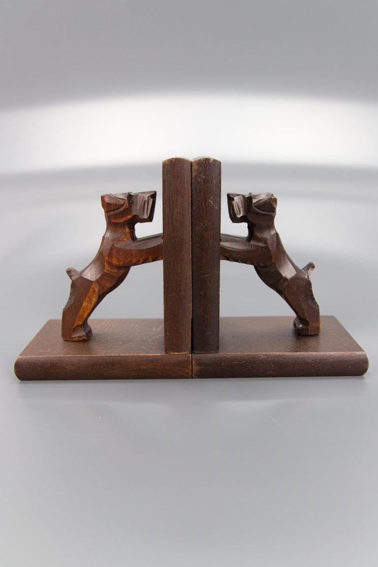Hand Carved Terrier Wooden Bookends by Dörsch Oberweid, Germany at 1stDibs