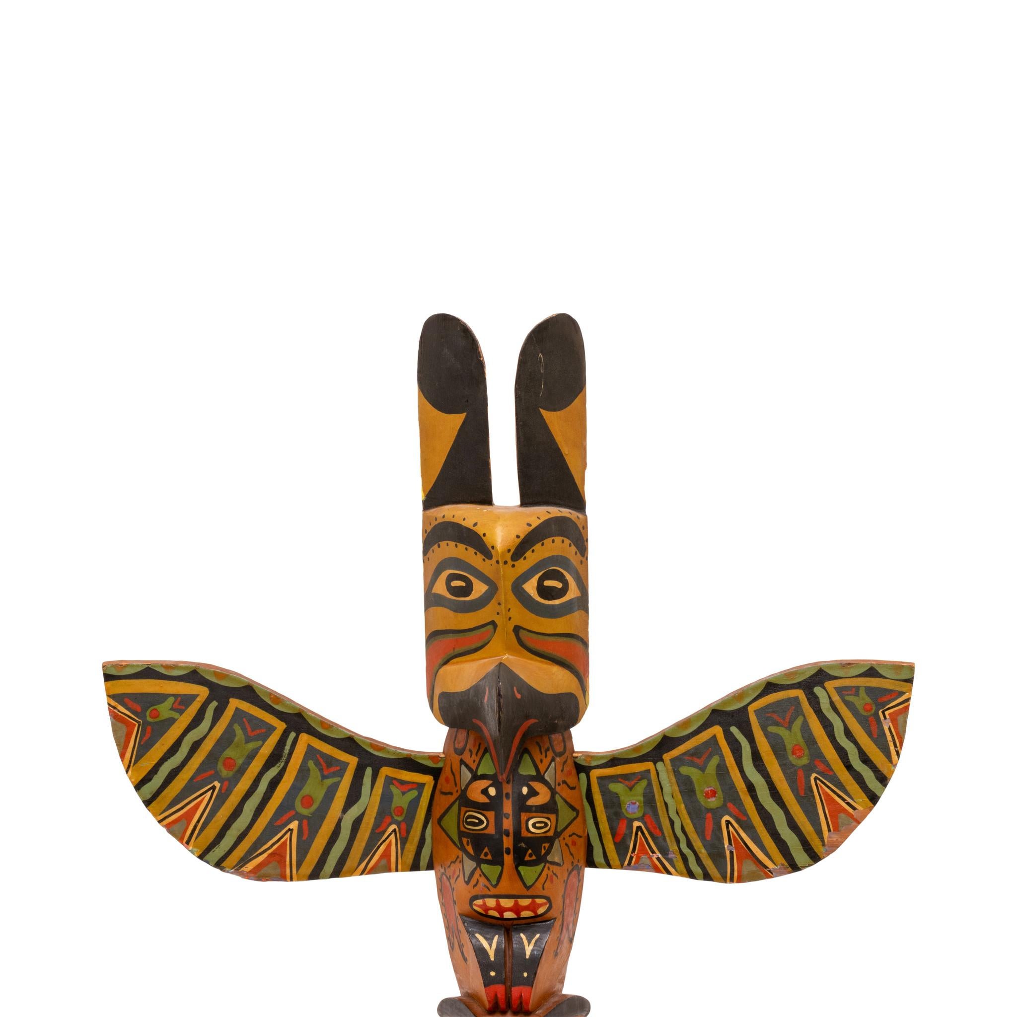 Native American Hand-Carved Tlingit Totem Pole For Sale