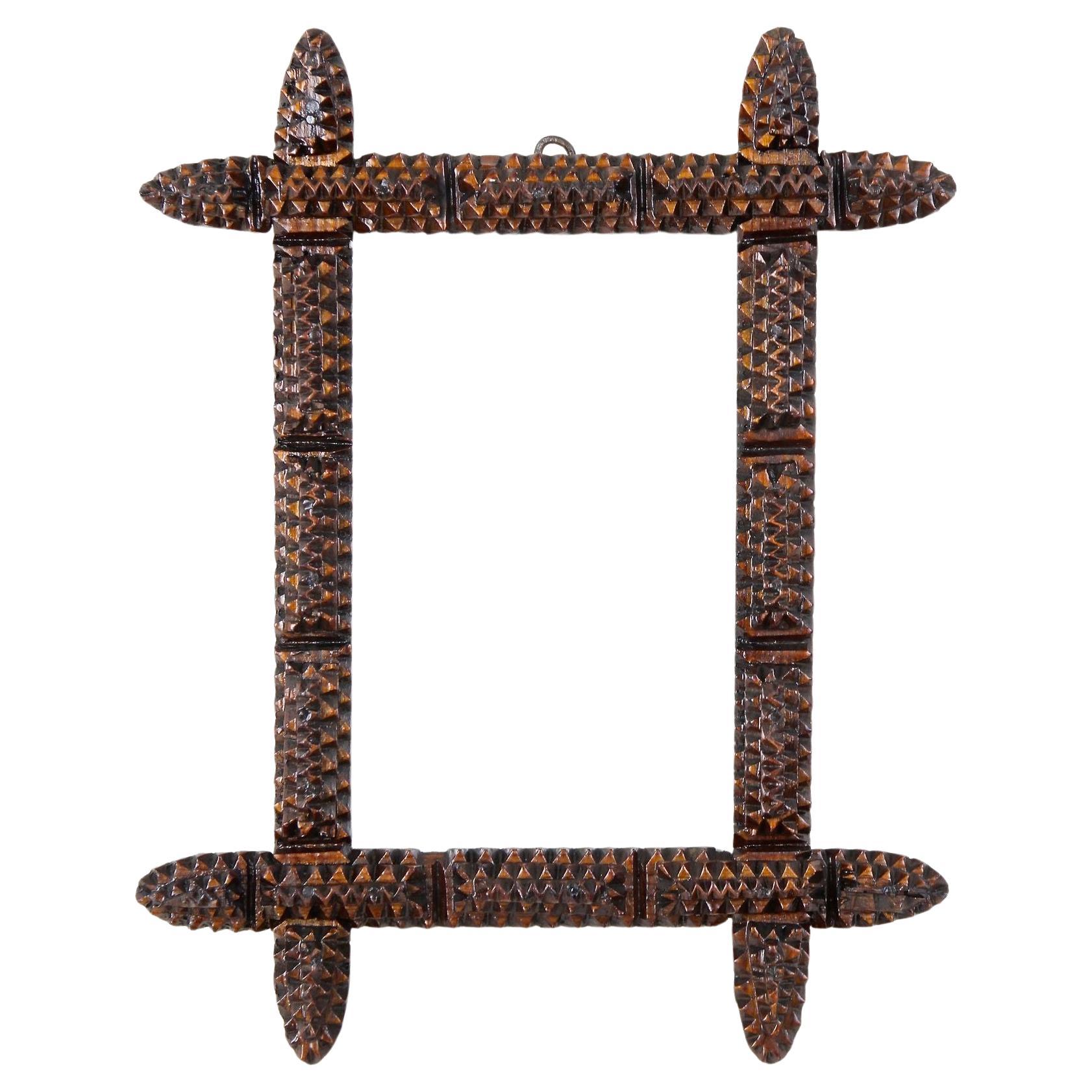Masterwork Deeply Layered Tramp Art Frame For Sale at 1stDibs