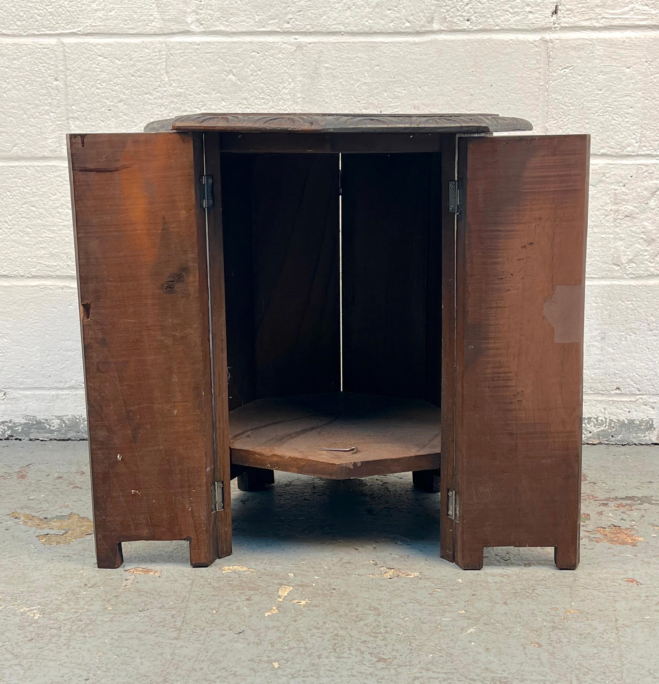 Hand Carved Tribal Octagonal Accent Table For Sale 2