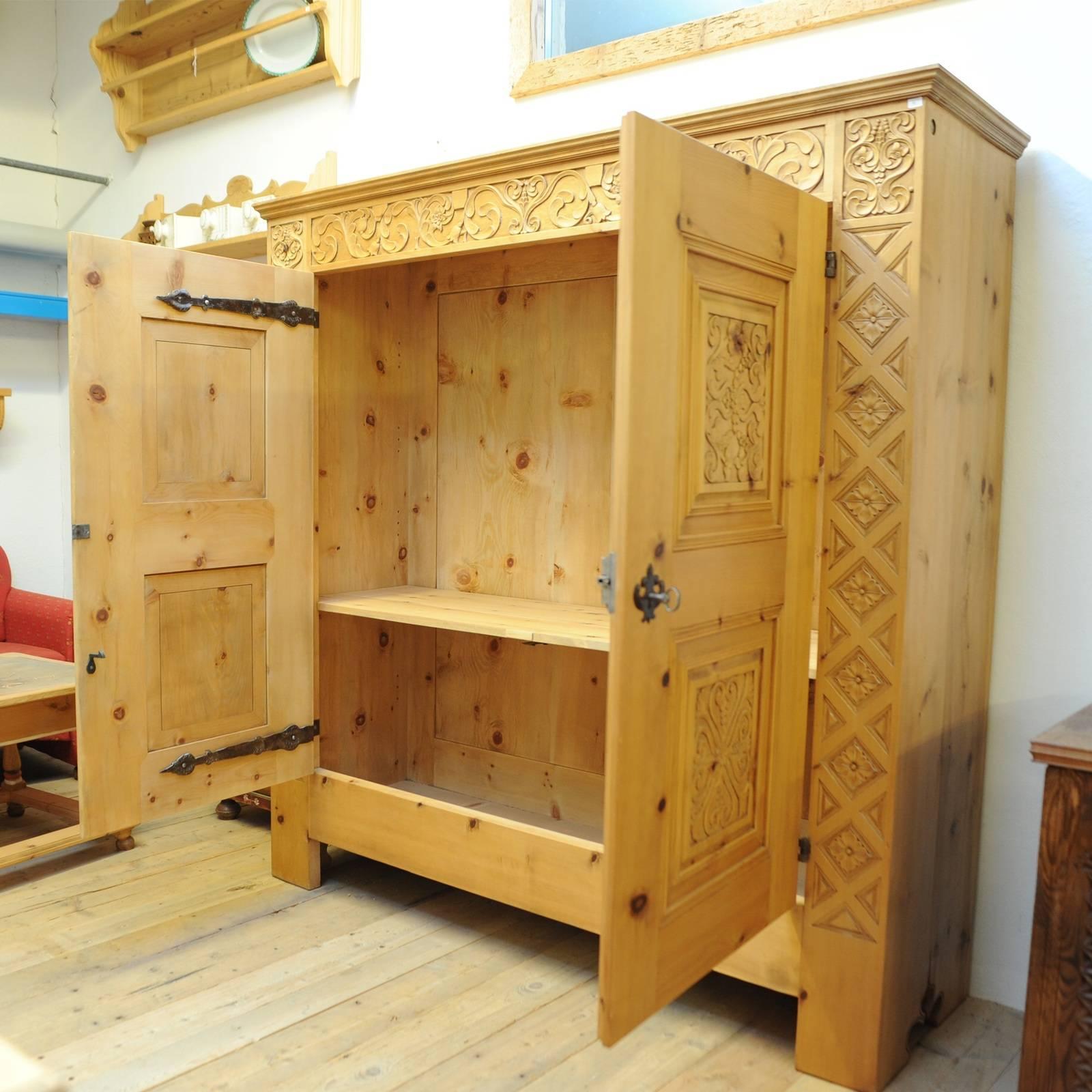 Italian Hand Carved Two-Door Cabinet For Sale