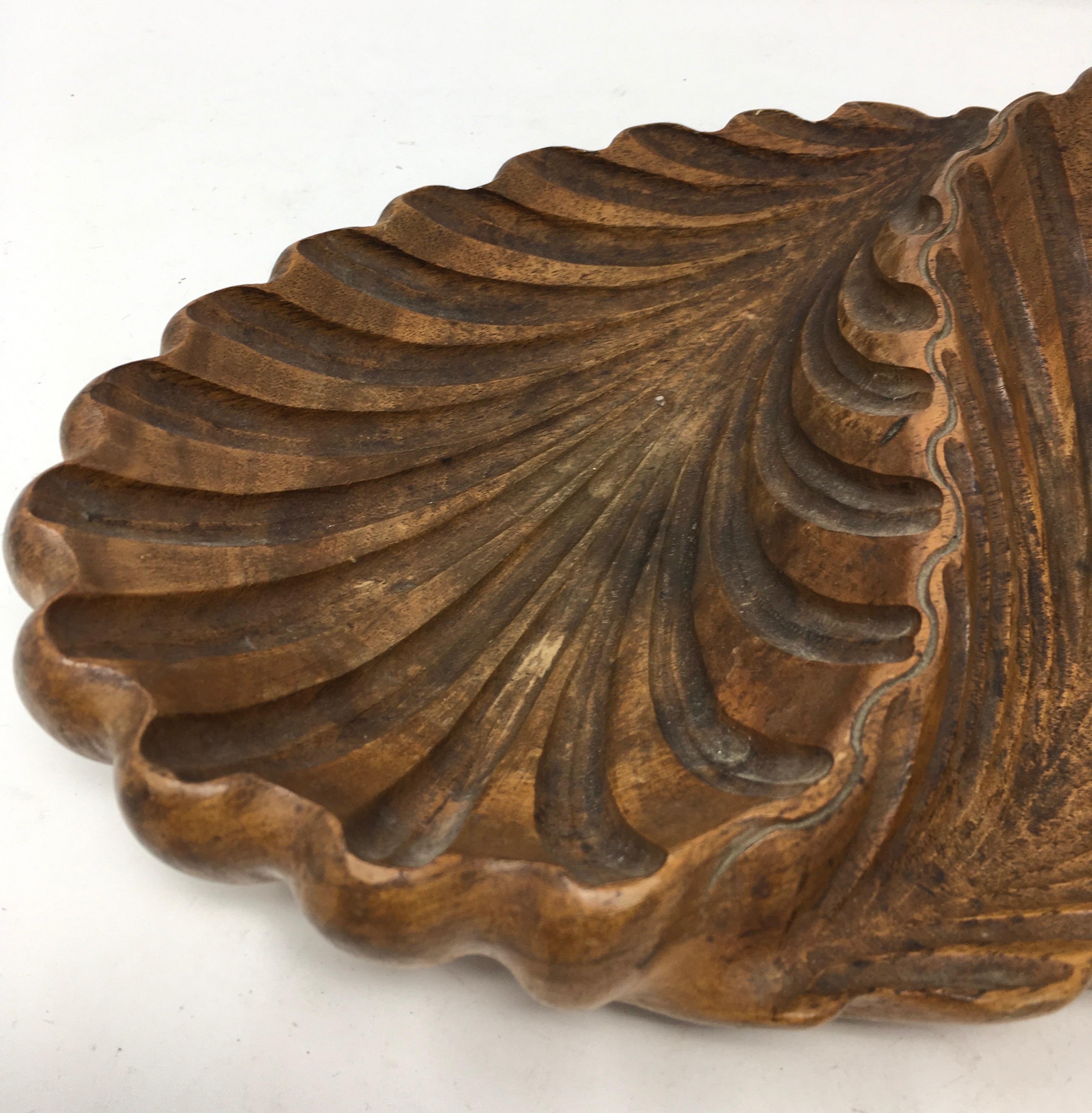 Other Hand Carved Two Leaf Wooden Bowl