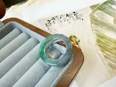 Hand-Carved Type-A Myanmar Jadeite Jade Ring Band