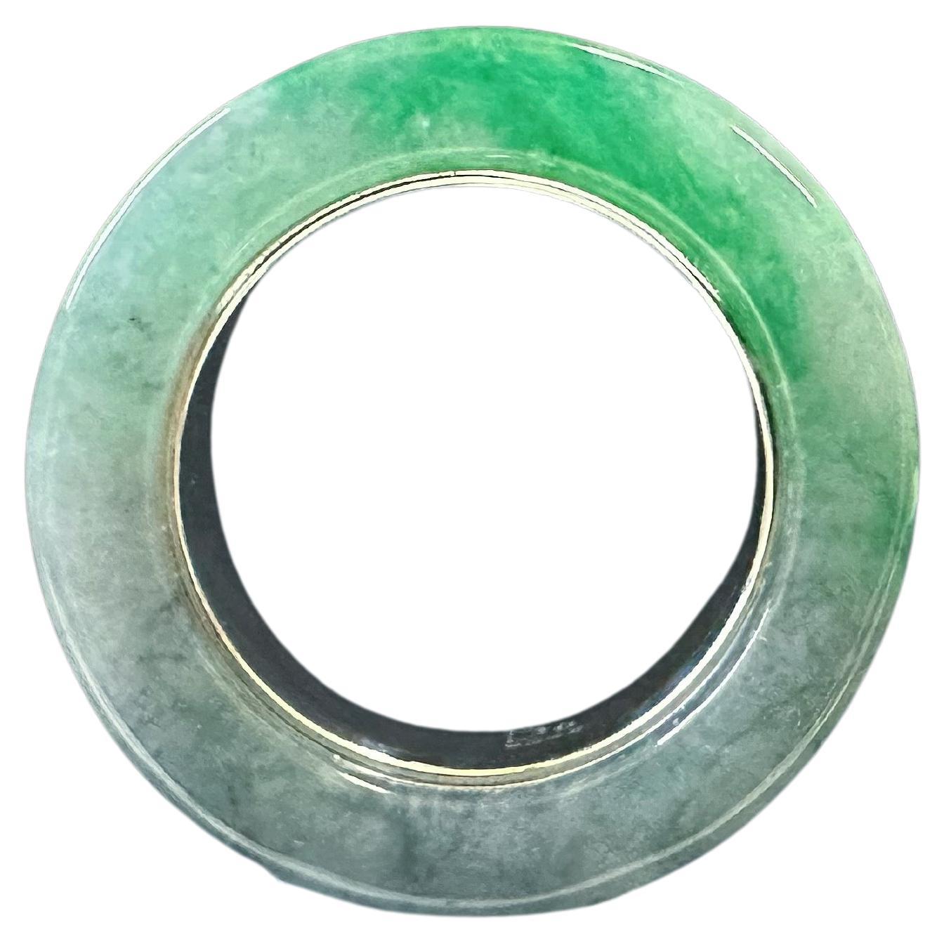 Hand-Carved Type-A Myanmar Jadeite Jade Ring Band For Sale