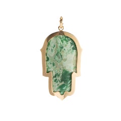 Hand Carved Variscite Hamsa Pendant