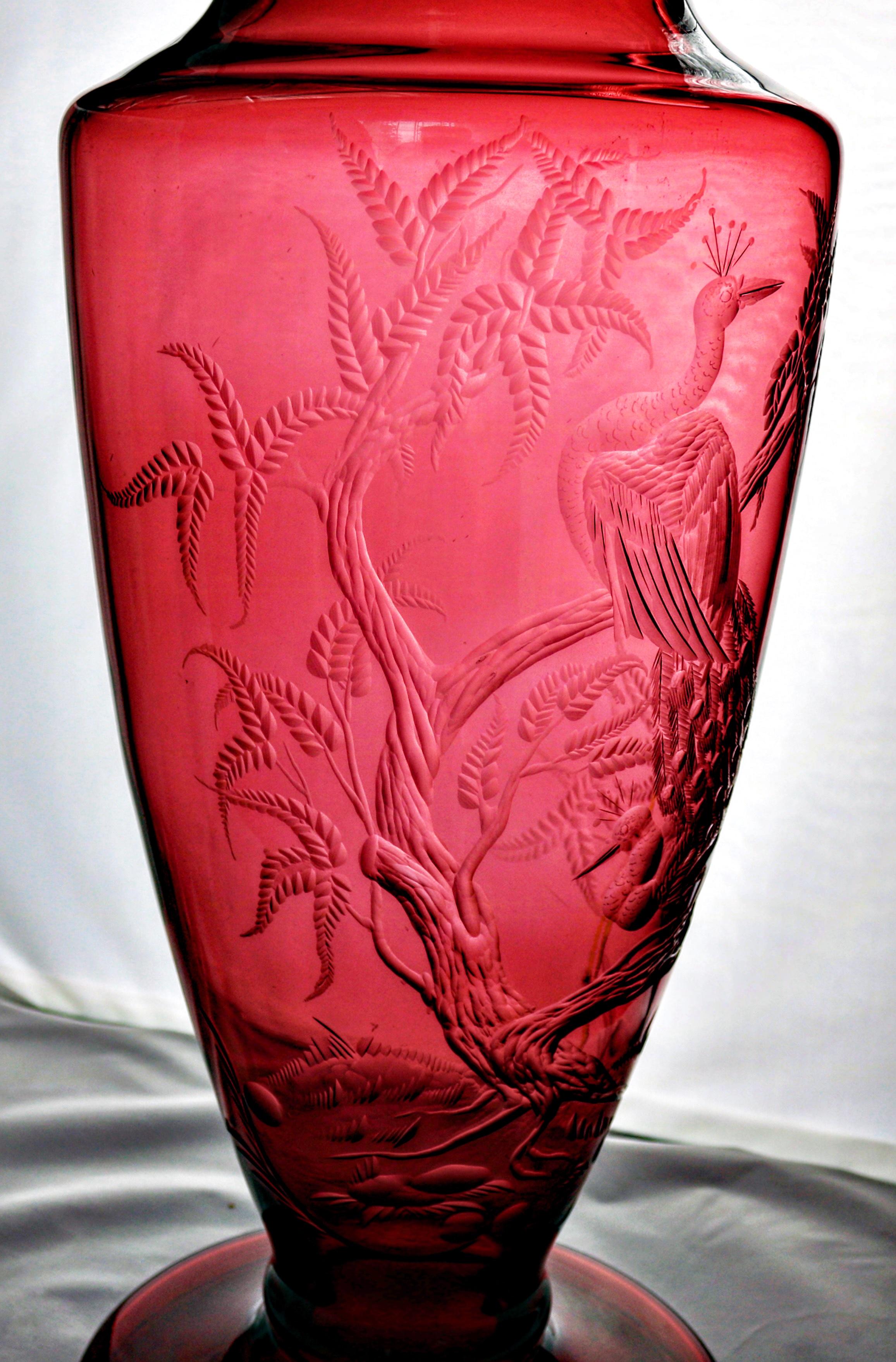 Romantic Hand Carved Vase, 1970s For Sale
