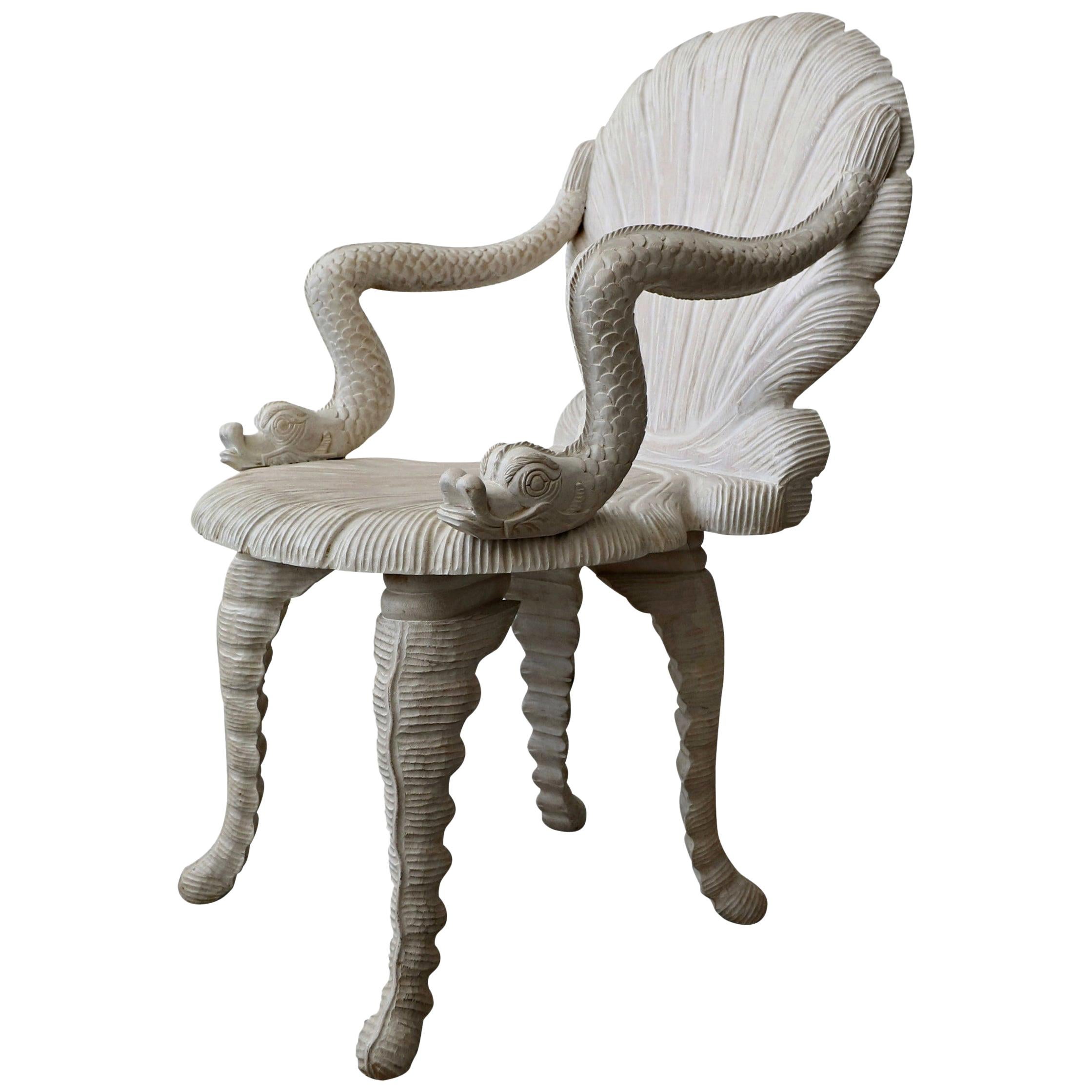 Hand Carved Venetian Grotto Style Chair
