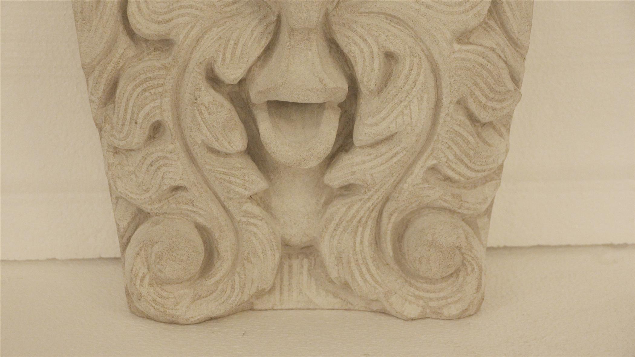 American Hand Carved Victorian Limestone North Wind Face Frieze