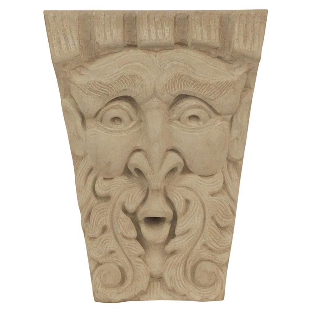Hand Carved Victorian Limestone North Wind Face Frieze