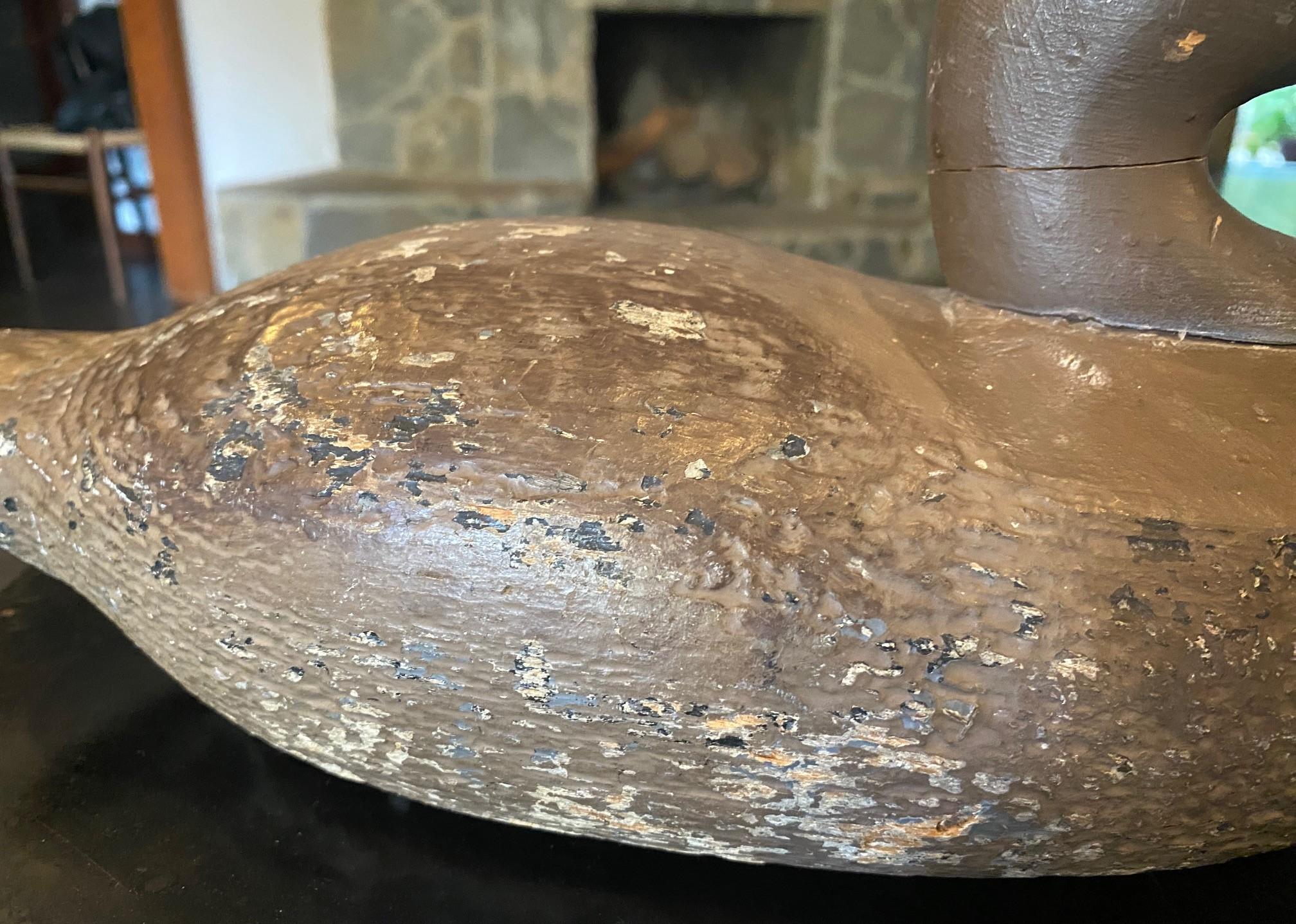 Sculpture en bois antique sculptée à la main canard colvert début 20ème siècle en vente 5