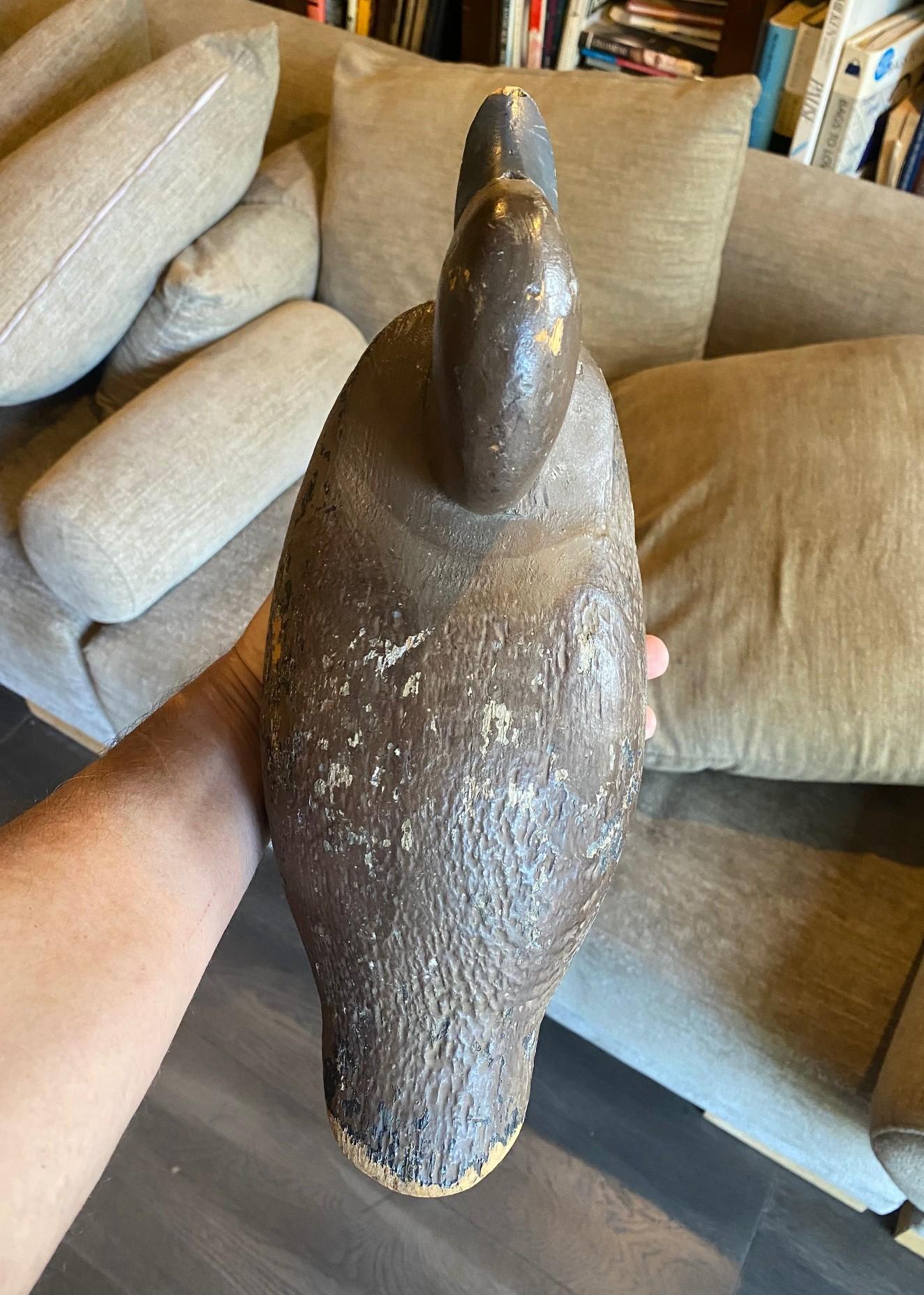 Sculpture en bois antique sculptée à la main canard colvert début 20ème siècle en vente 8