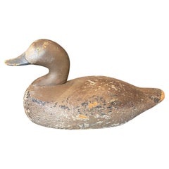 Hand Carved Vintage Antique Wood Duck Mallard Decoy Sculpture Early 20th Century