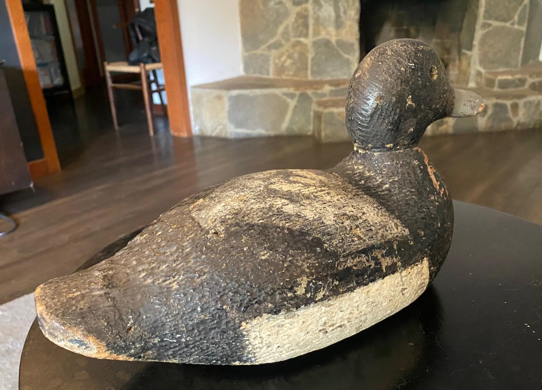 Sculpture en bois antique sculptée à la main canard colvert début 20ème siècle en vente 2