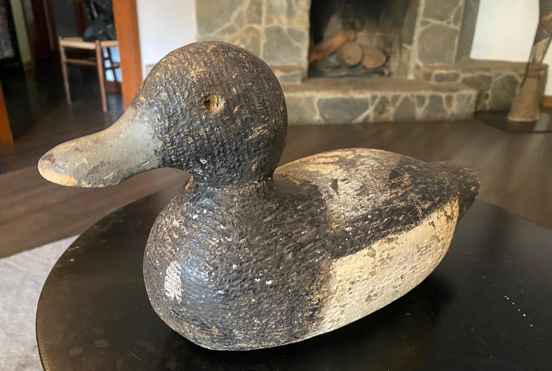 Sculpture en bois antique sculptée à la main canard colvert début 20ème siècle en vente 6