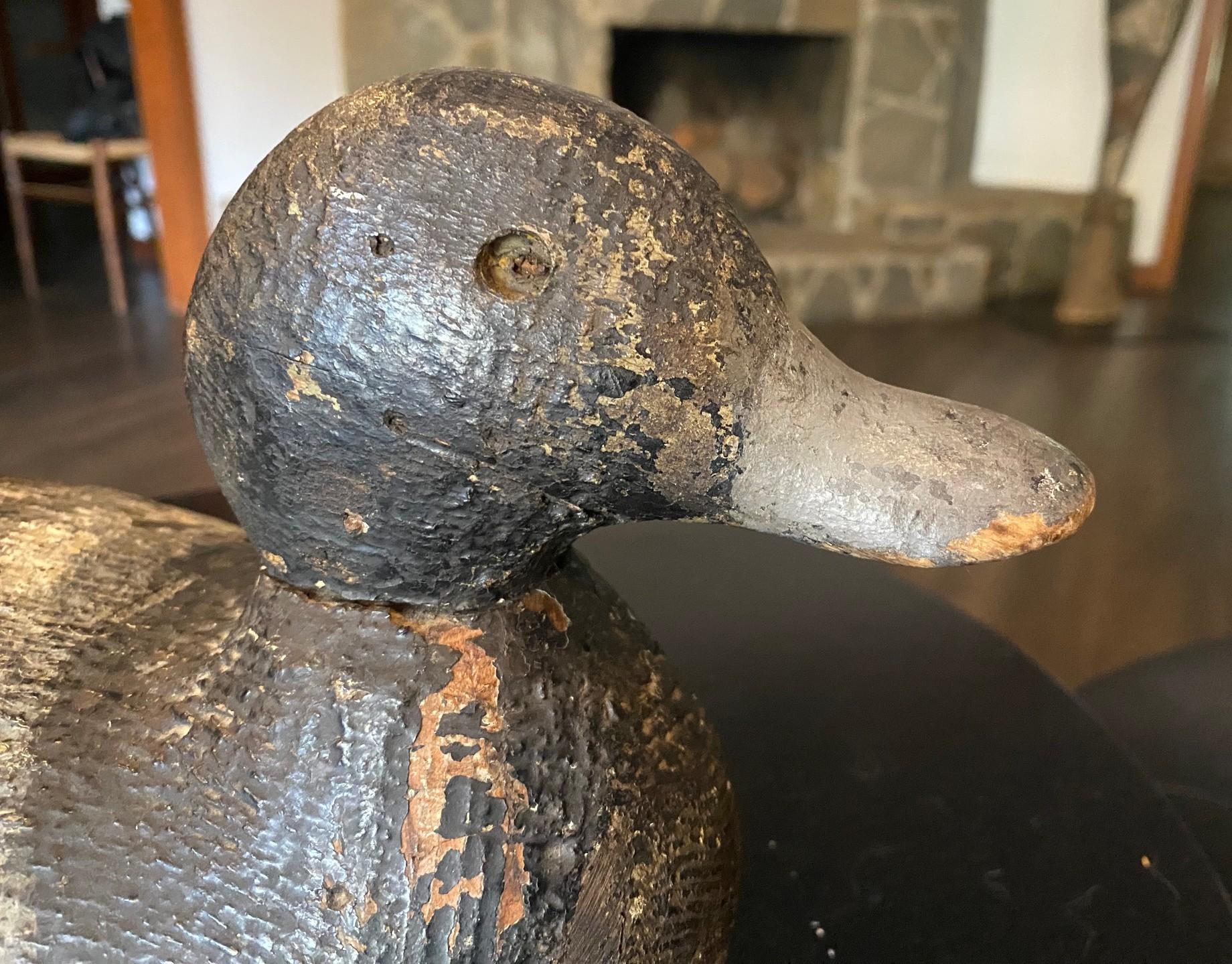 Sculpture en bois antique sculptée à la main canard colvert début 20ème siècle en vente 7