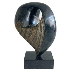 Hand Carved Vintage Biomorphic Abstract Marble Sculpture Signed Green