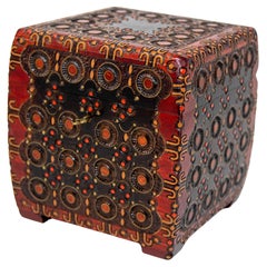 Hand-Carved Vintage Folk Art Wooden Tramp Art Style Storage Box