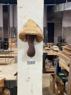 Hand-Carved Wall-Mounted Mushroom from Walnut and Ash
