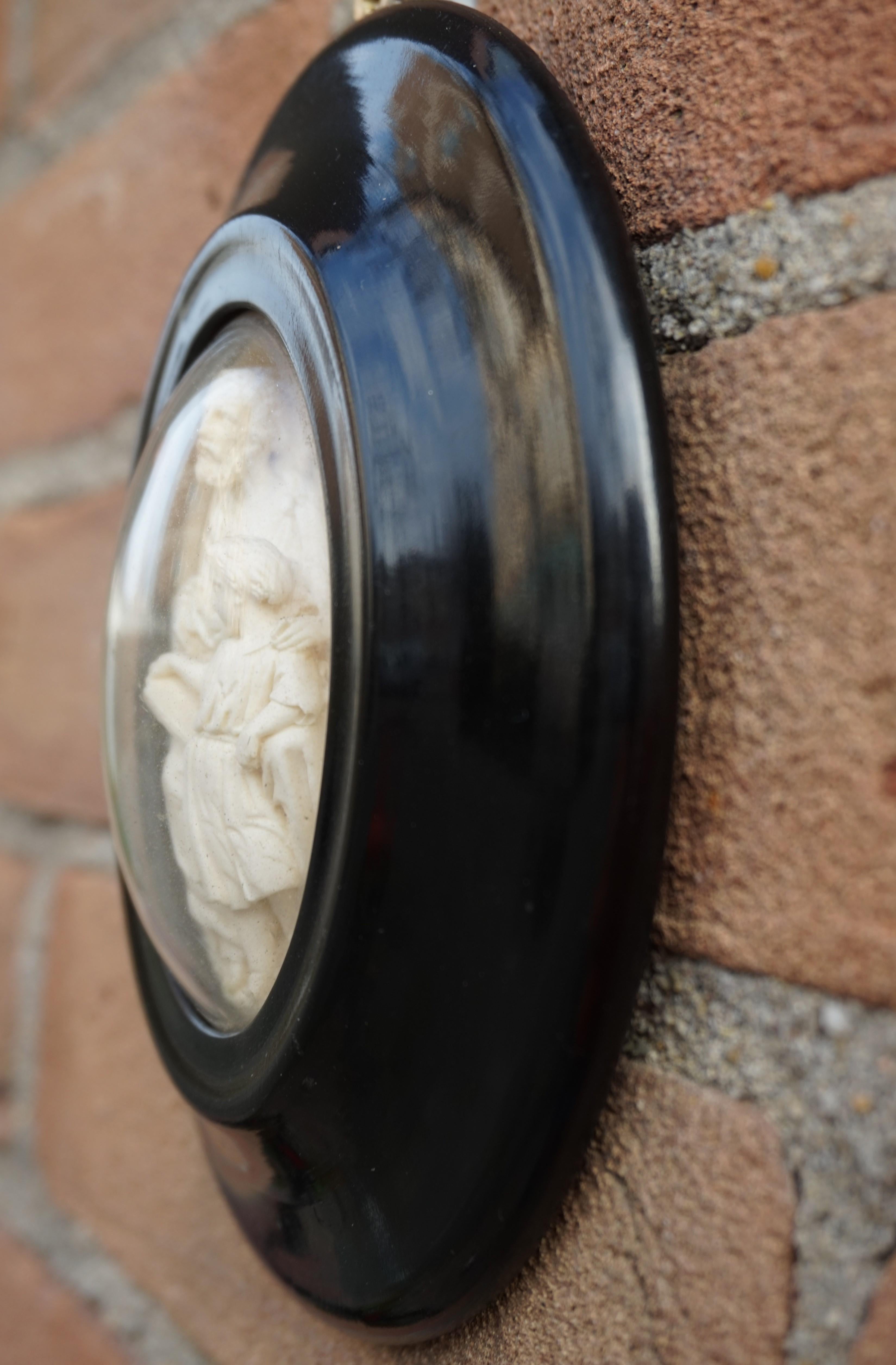 Hand Carved Wall Plaques with Sepiolite Sculptures of Mary Jesus and Joseph 2