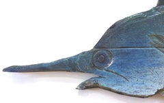 Lifesize Hand Carved Wall Sculpture of a Blue Marlin by Artist Davis Murphy 2018