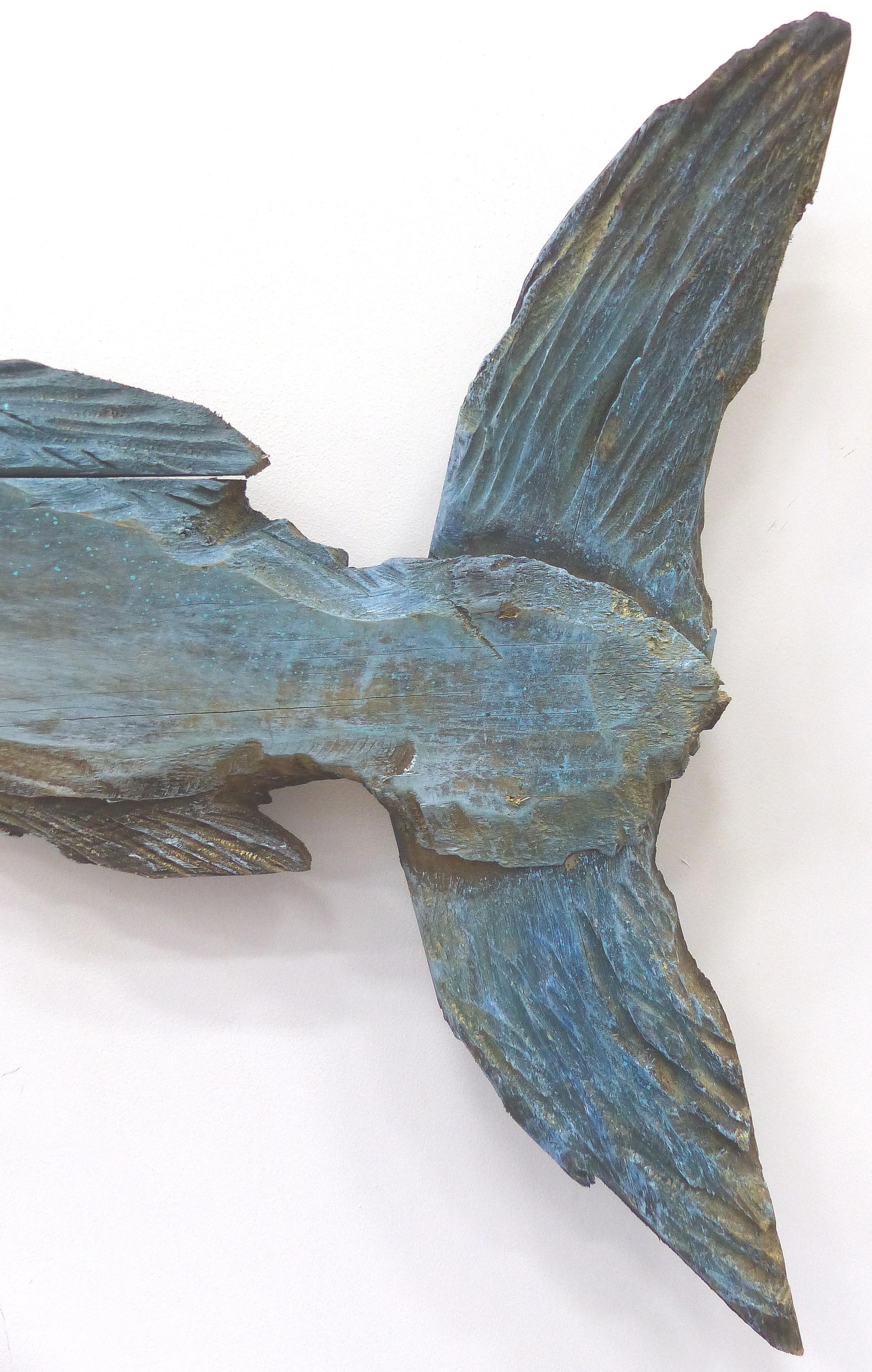 Lifesize Hand Carved Wall Sculpture of a Blue Marlin by Artist Davis Murphy 2018 In Good Condition In Miami, FL
