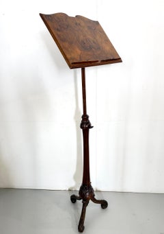 Hand-Carved Walnut Adjustable Bookend / Music Stand, 19th Century style, Italy