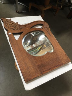Hand Carved Walnut Art Nouveau Wall Mirror