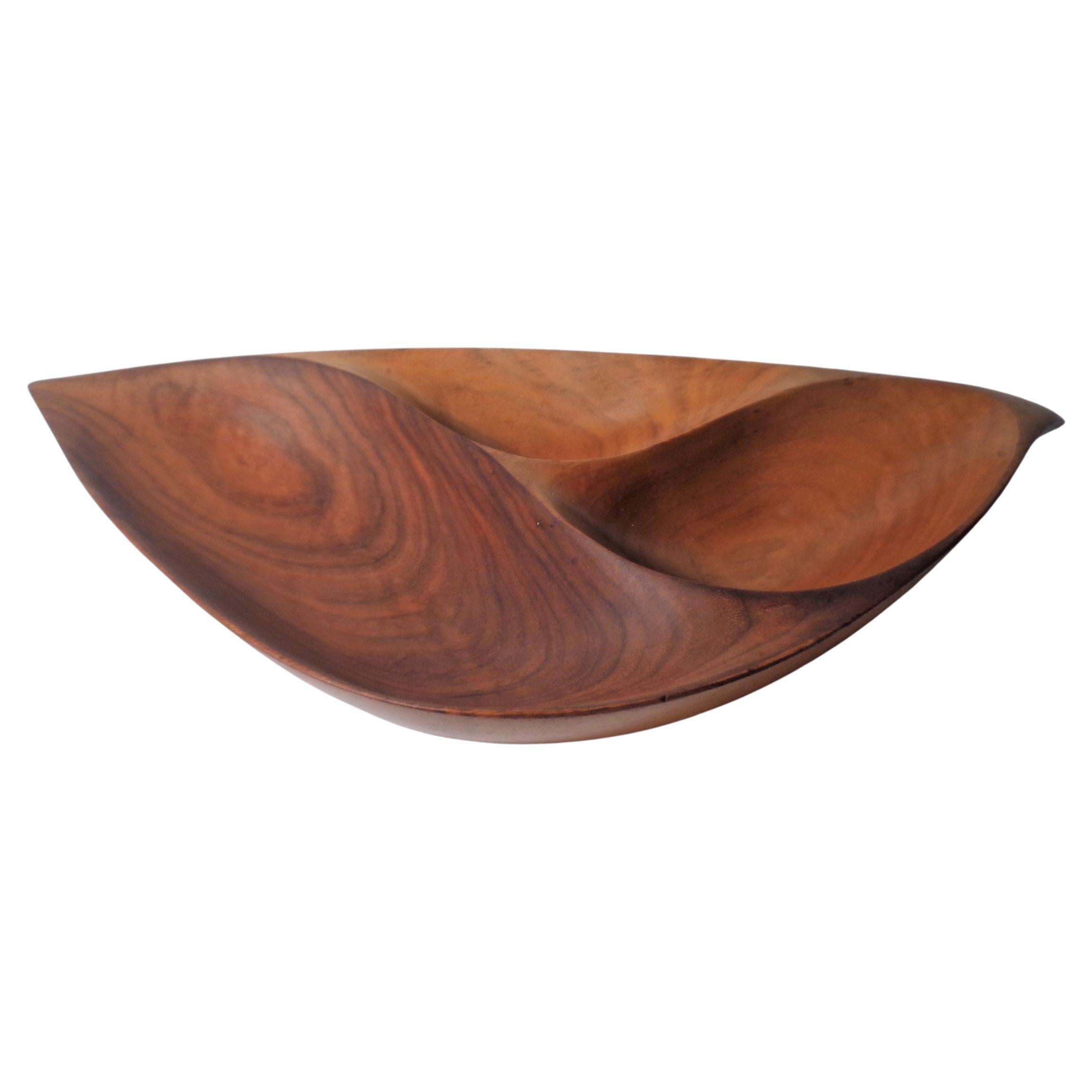 Organic Modern Hand Carved Walnut Free Form Bowl by Emil Milan, 1950's