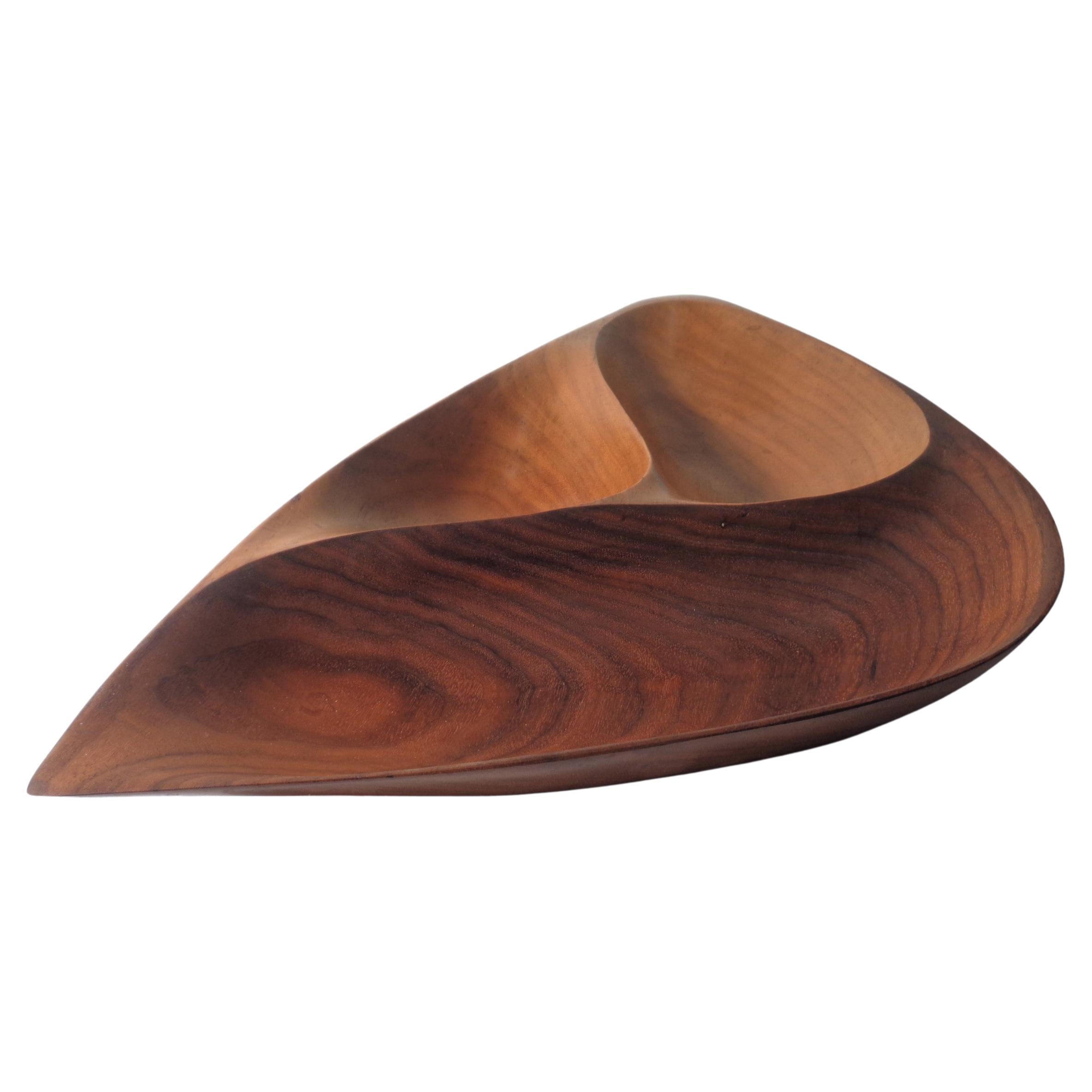 American Hand Carved Walnut Free Form Bowl by Emil Milan, 1950's