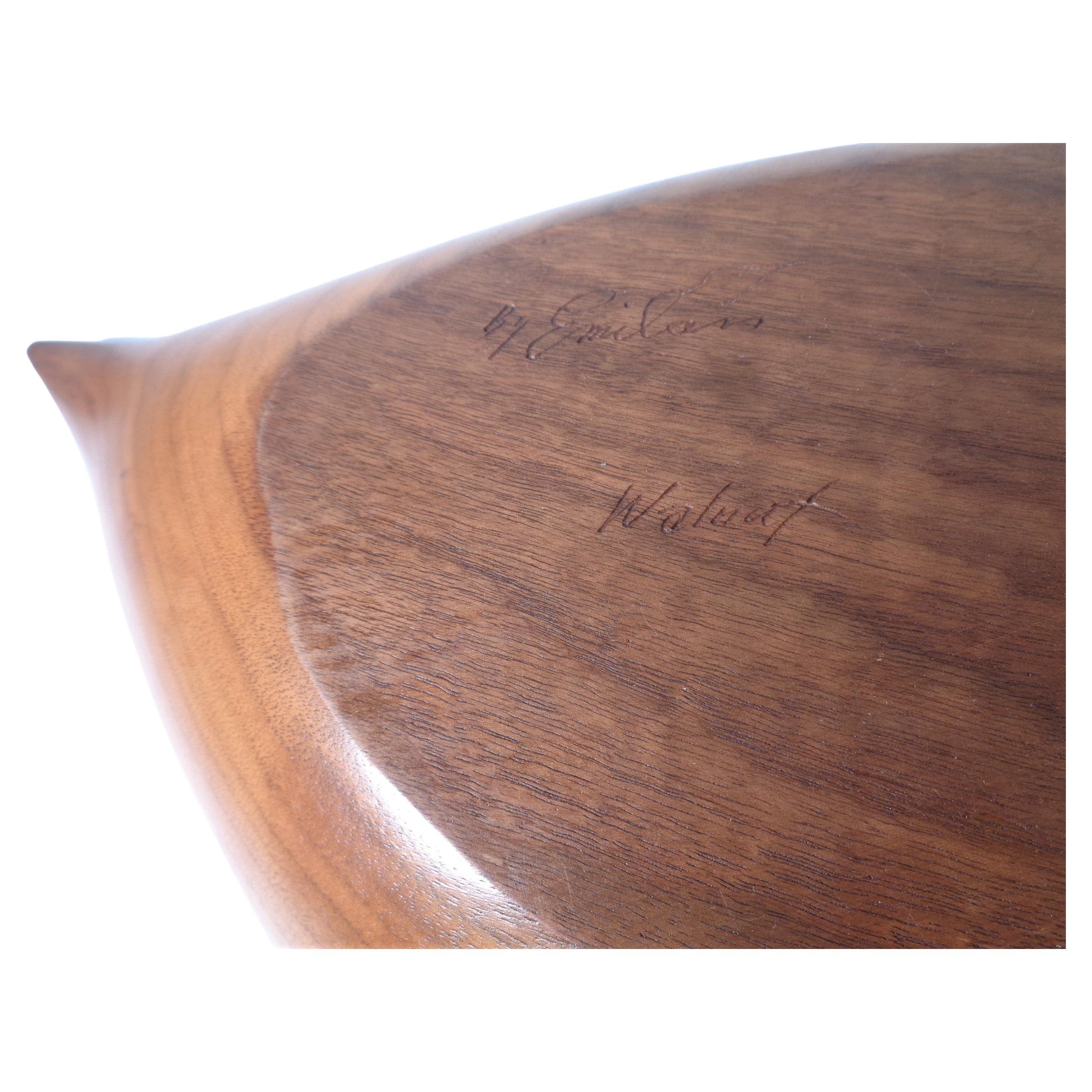 Mid-20th Century Hand Carved Walnut Free Form Bowl by Emil Milan, 1950's