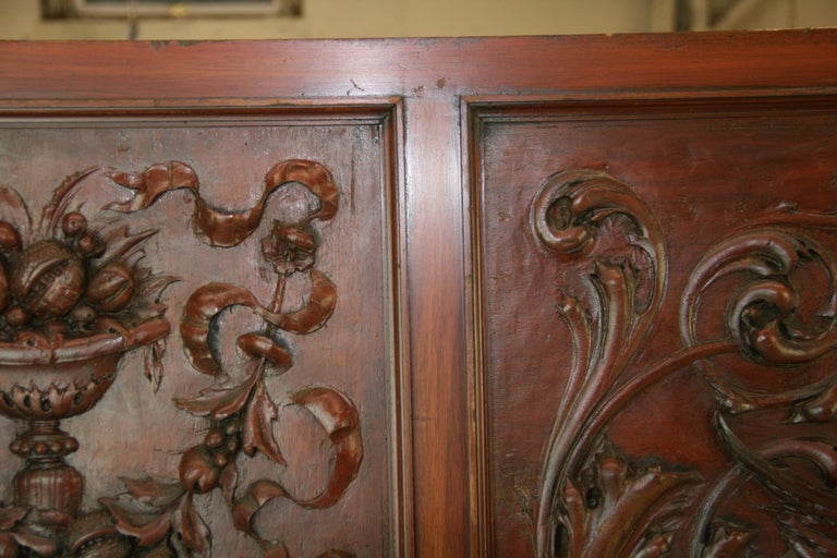 Hand Carved Walnut Three Panel Architectural Element 19th Century For Sale 6
