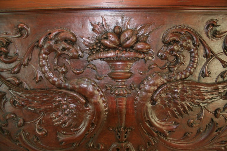 HandCarved Walnut Three Panel Oversized Architectural Element /Headboard 19th C For Sale 6