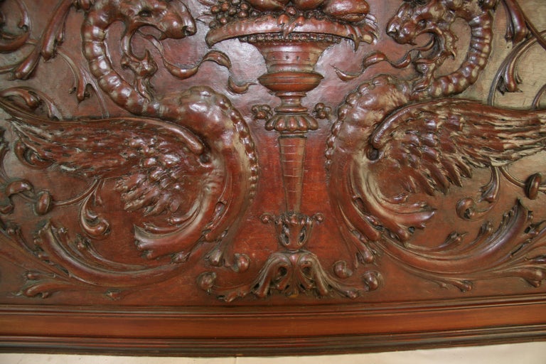  HandCarved Walnut Three Panel Oversized Architectural Element /Headboard 19th C For Sale 7