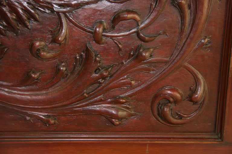  HandCarved Walnut Three Panel Oversized Architectural Element /Headboard 19th C For Sale 14