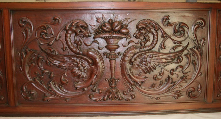 Hand Carved Walnut Three Panel Architectural Element 19th Century For Sale 16