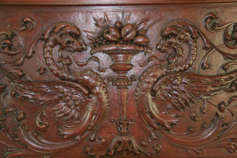 Hand Carved Walnut Three Panel Architectural Element 19th Century For Sale 1