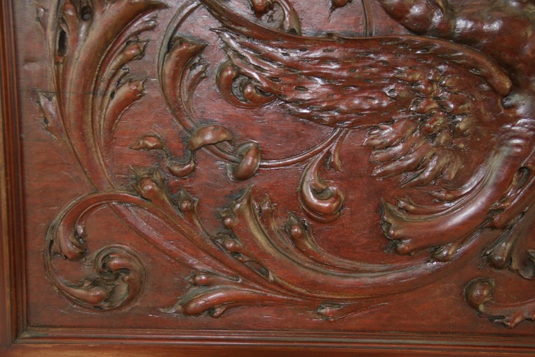  HandCarved Walnut Three Panel Oversized Architectural Element /Headboard 19th C For Sale 2