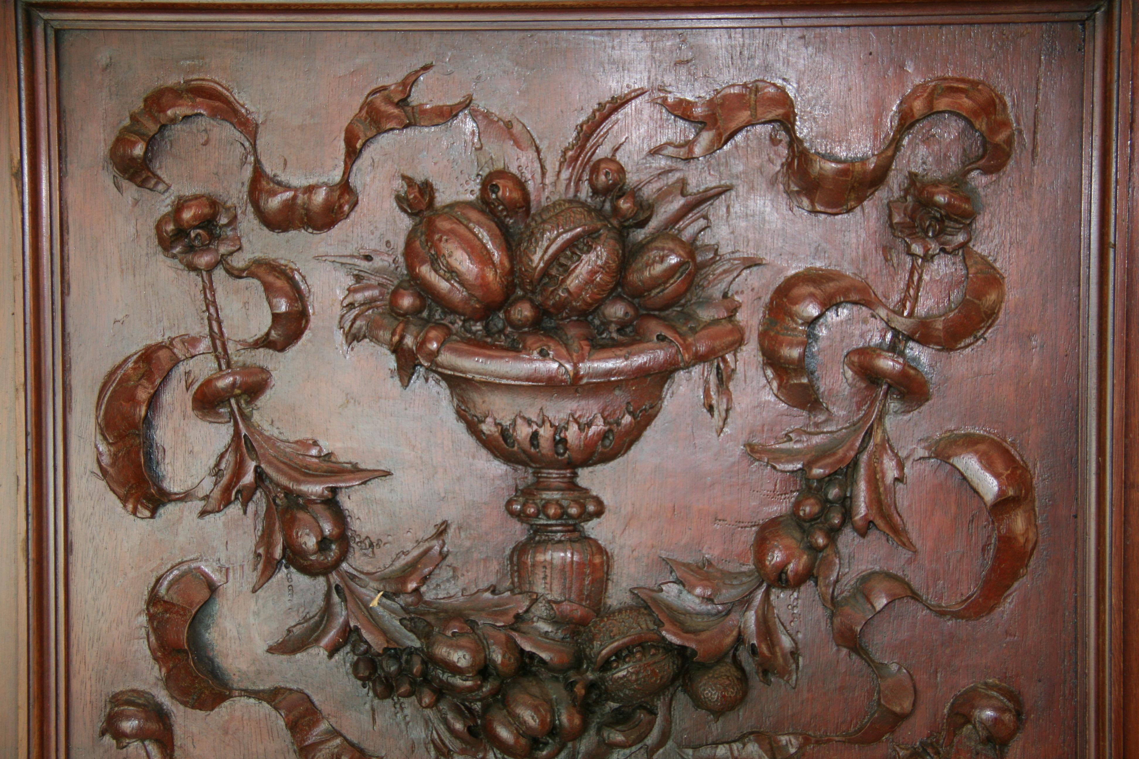 HandCarved Walnut Three Panel Oversized Architectural Element /Headboard 19th C 4