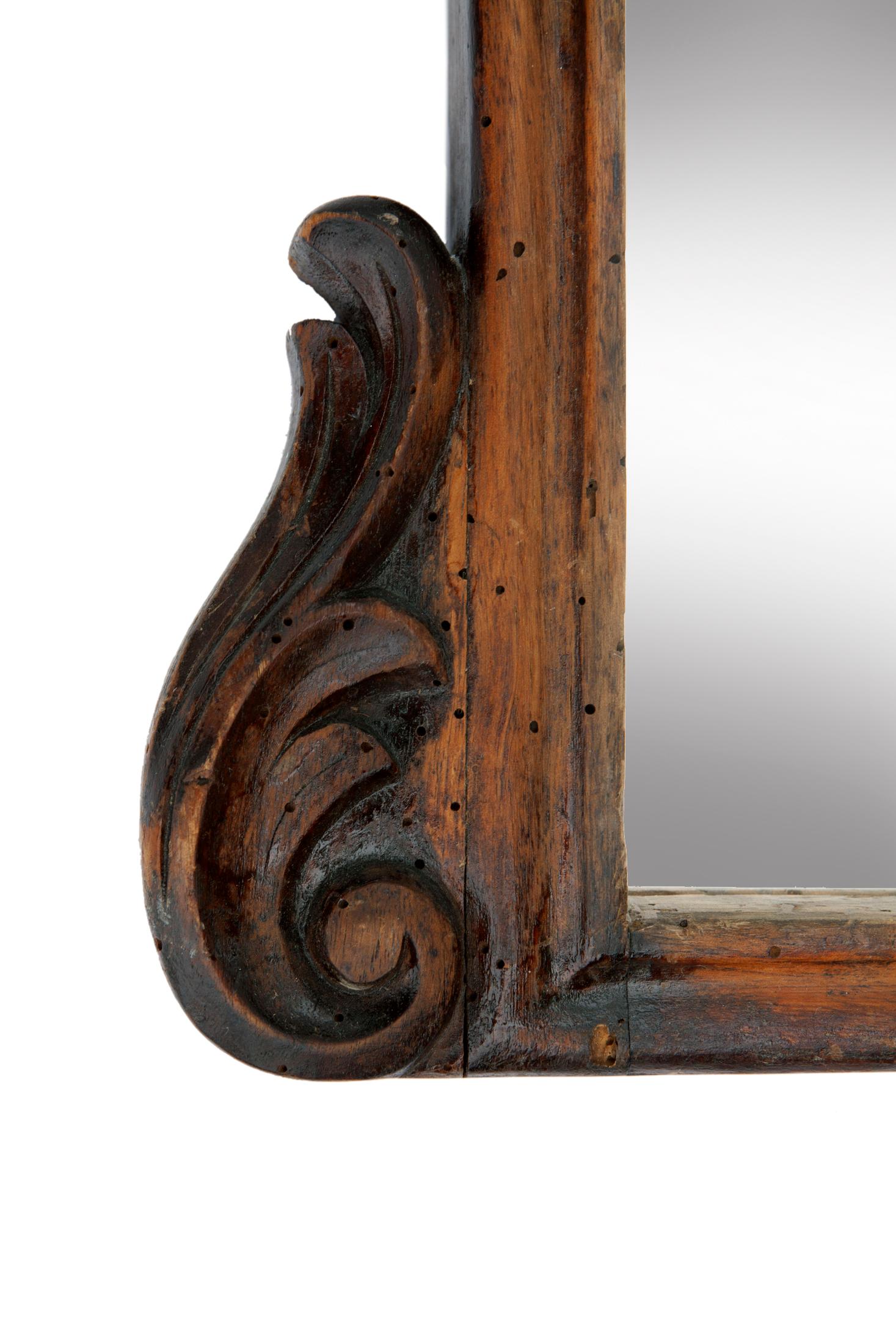 Hand Carved Walnut Victorian Crowned Entry Mirror For Sale 5