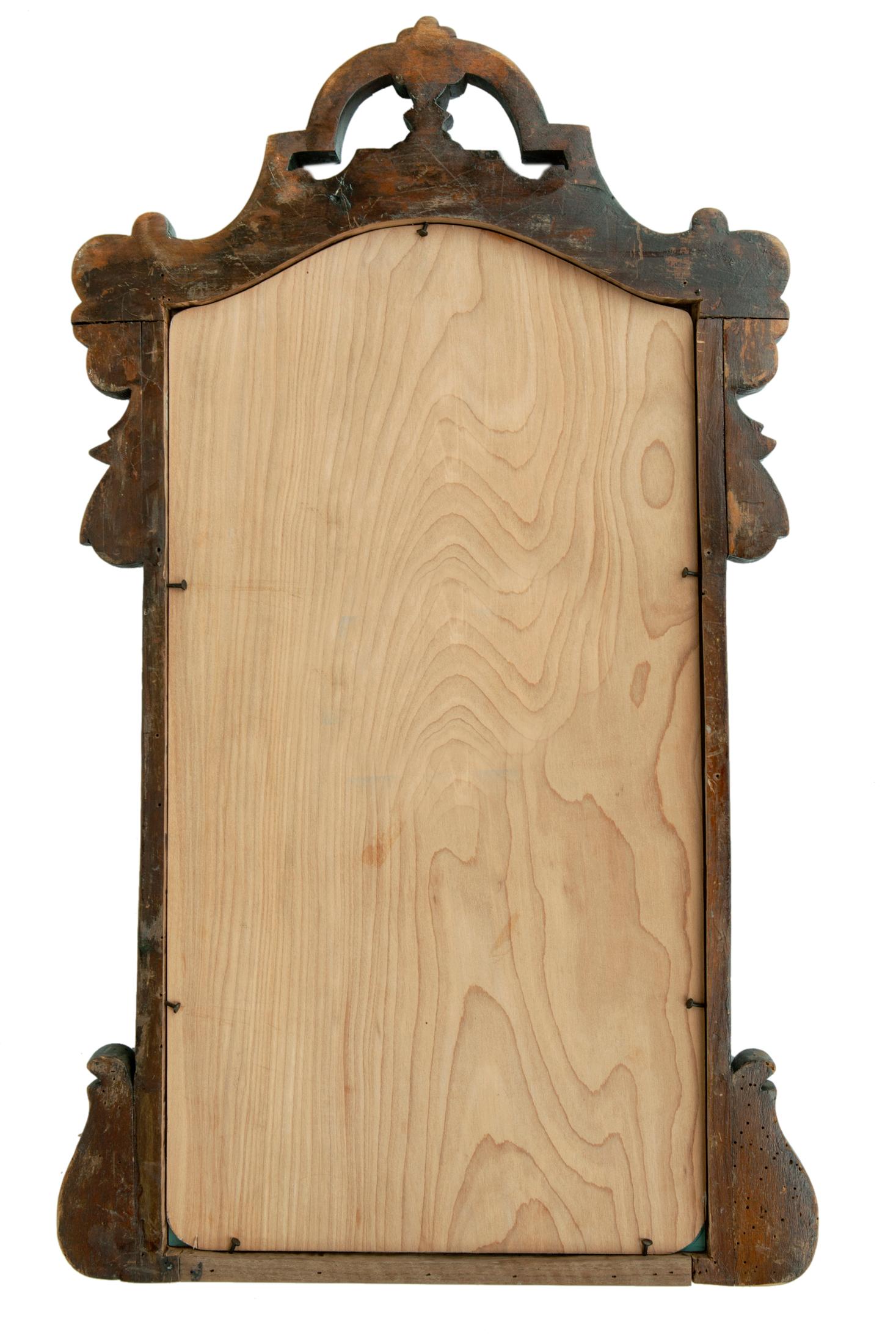 Hand Carved Walnut Victorian Crowned Entry Mirror For Sale 6