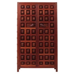 Used Hand Carved Wardrobe Cabinet by Studio Craftsman Sam Forrest, 1960s