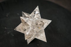 Handgeschnitzter wasserklarer lemurischer Quarz Merkaba Stern